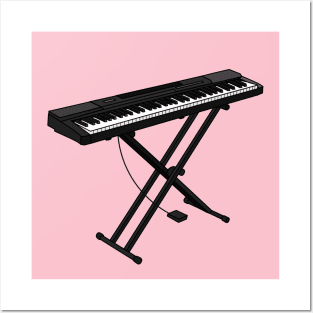 Keyboard piano cartoon illustration Posters and Art